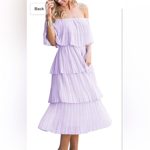 NWT ETCYY Women's Off The Shoulder Ruffles Loose Chiffon Midi Dress Size Large - Picture 6 of 10